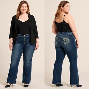 NINE WEST ✨ Vintage America Women’s Mid-Rise Swirl Bootcut Jeans – Size 12/31 👖